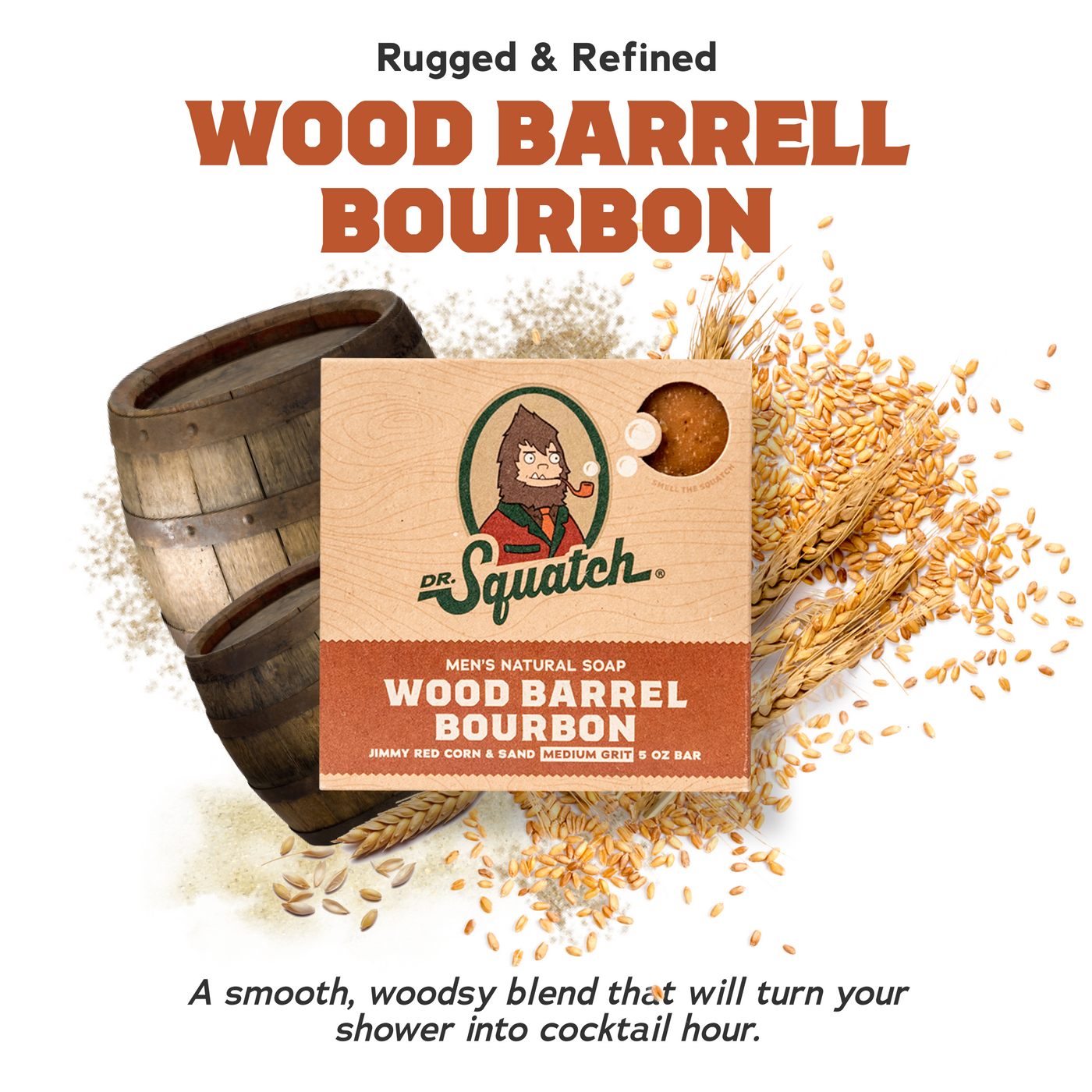 4-Pack Wood Barrel Bourbon Natural Bar Soap A6