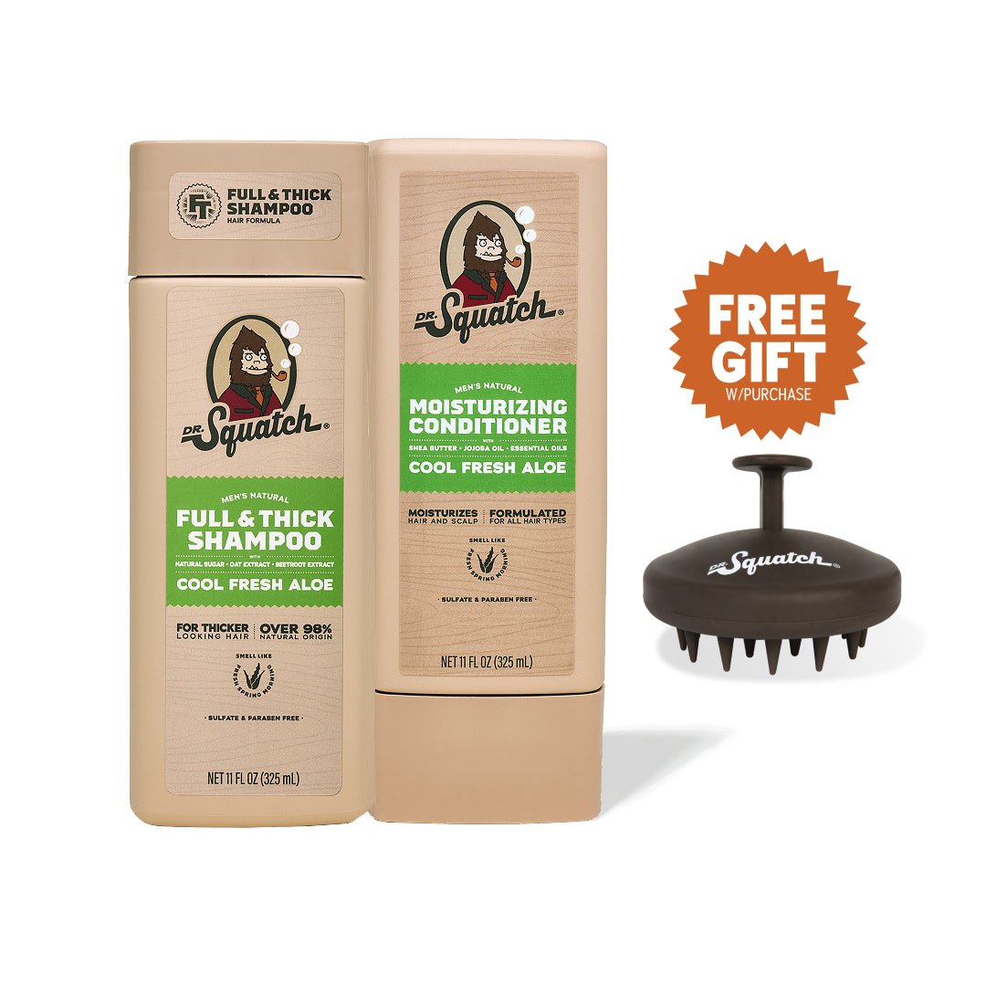 Hair Care Kit + Free Scalp Scrubber | Full & Thick Shampoo | Moisturizing Conditioner | Natural Products for Men Y0