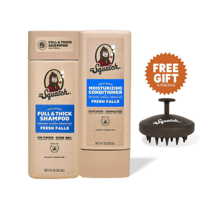 Hair Care Kit + Free Scalp Scrubber | Full & Thick Shampoo | Moisturizing Conditioner | Natural Products for Men Y0