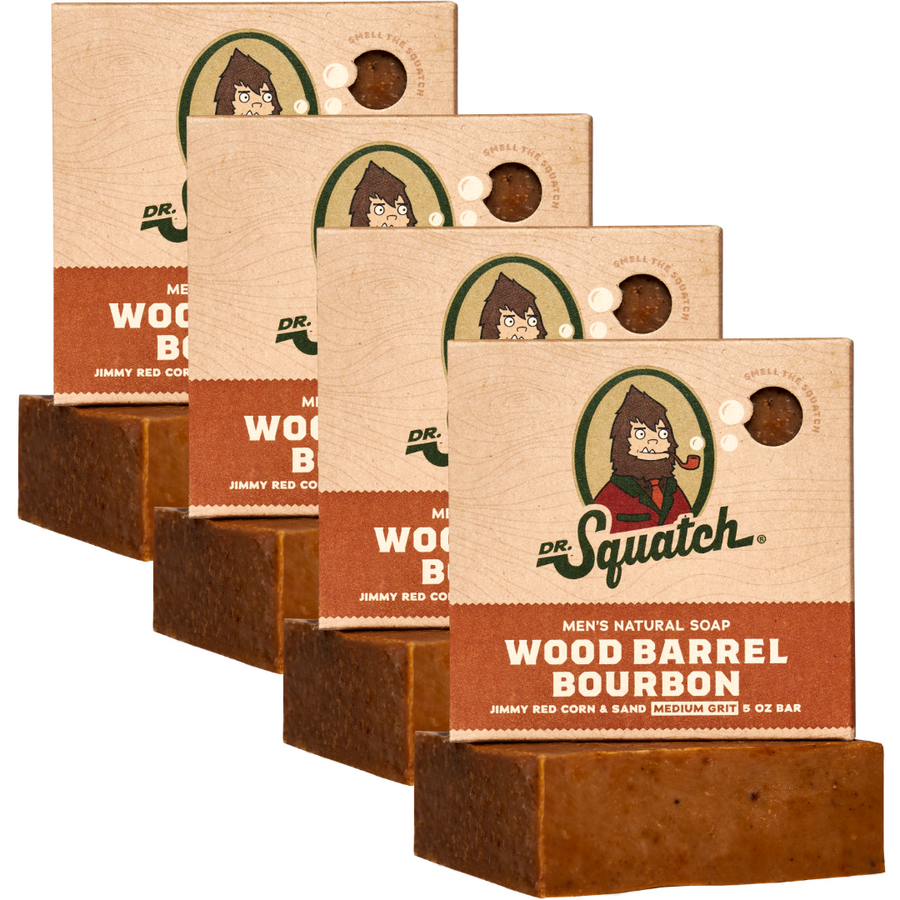 4-Pack Wood Barrel Bourbon Natural Bar Soap A6